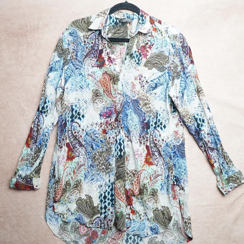 APNY Paisley Button Up Tunic Large